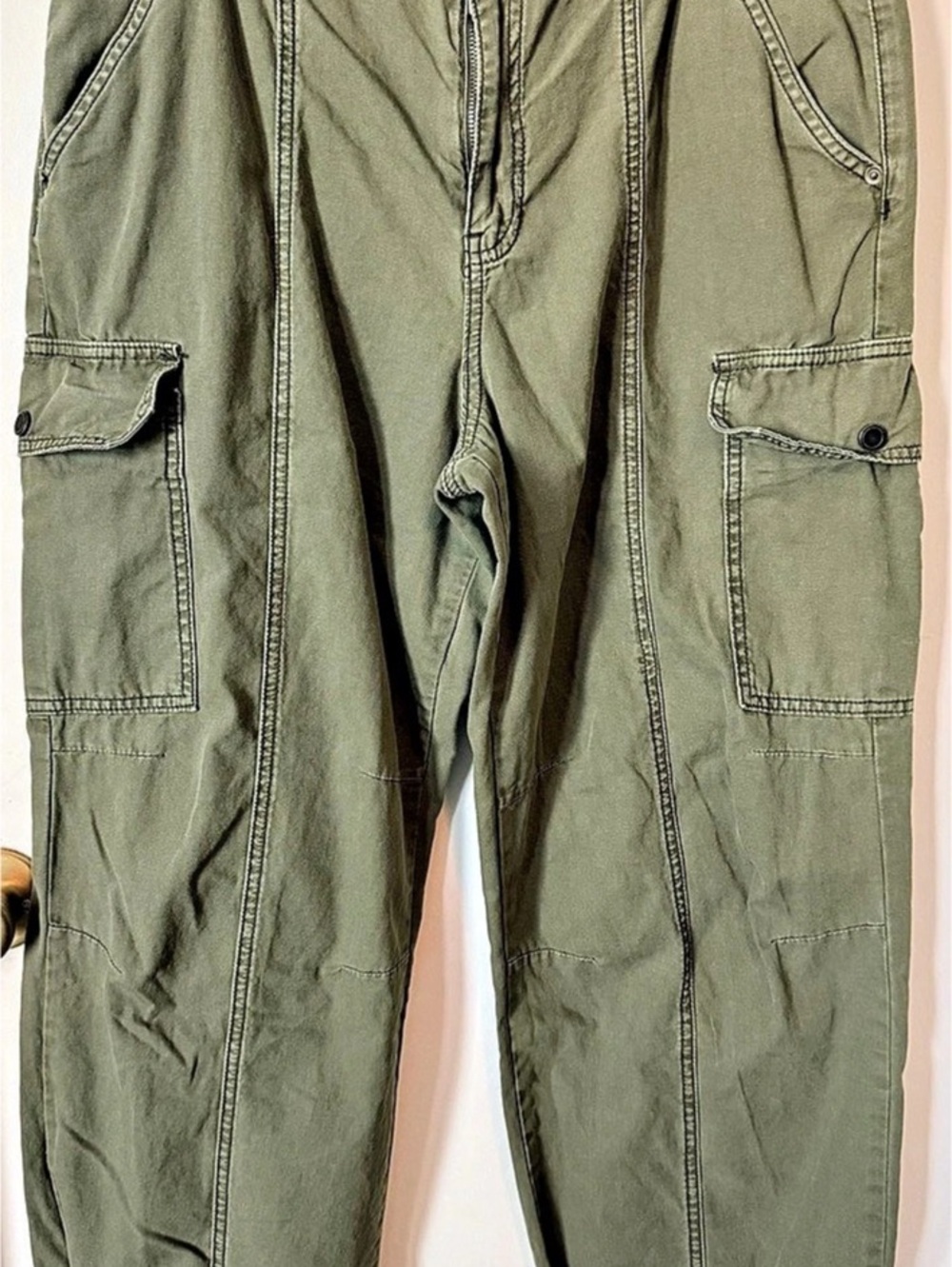 Westbound 14S Olive Green Cargo Utility Pants Drawstring Hem Cotton